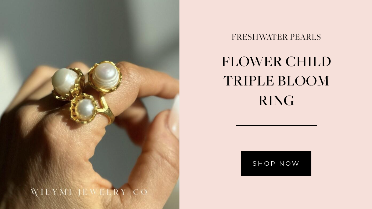 WILYMI Jewelry Co - Flower Child Triple Bloom Pearl Gold Ring - Toronto Luxury Jewelry