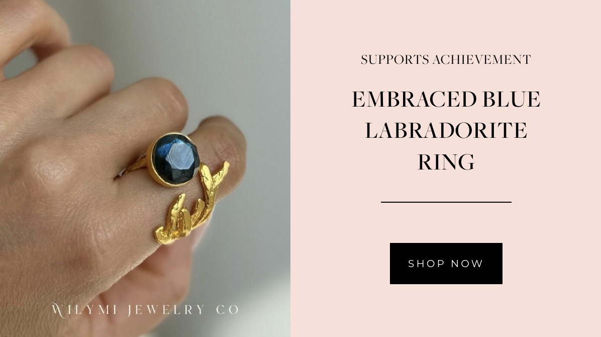 WILYMI Jewelry Co - EMBRACED Blue Labradorite Gold Branch Ring - Toronto Luxury Jewelry